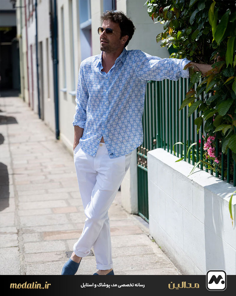ترکیب شلوار کتان با پیراهن‌های طرح‌دار یا ساده