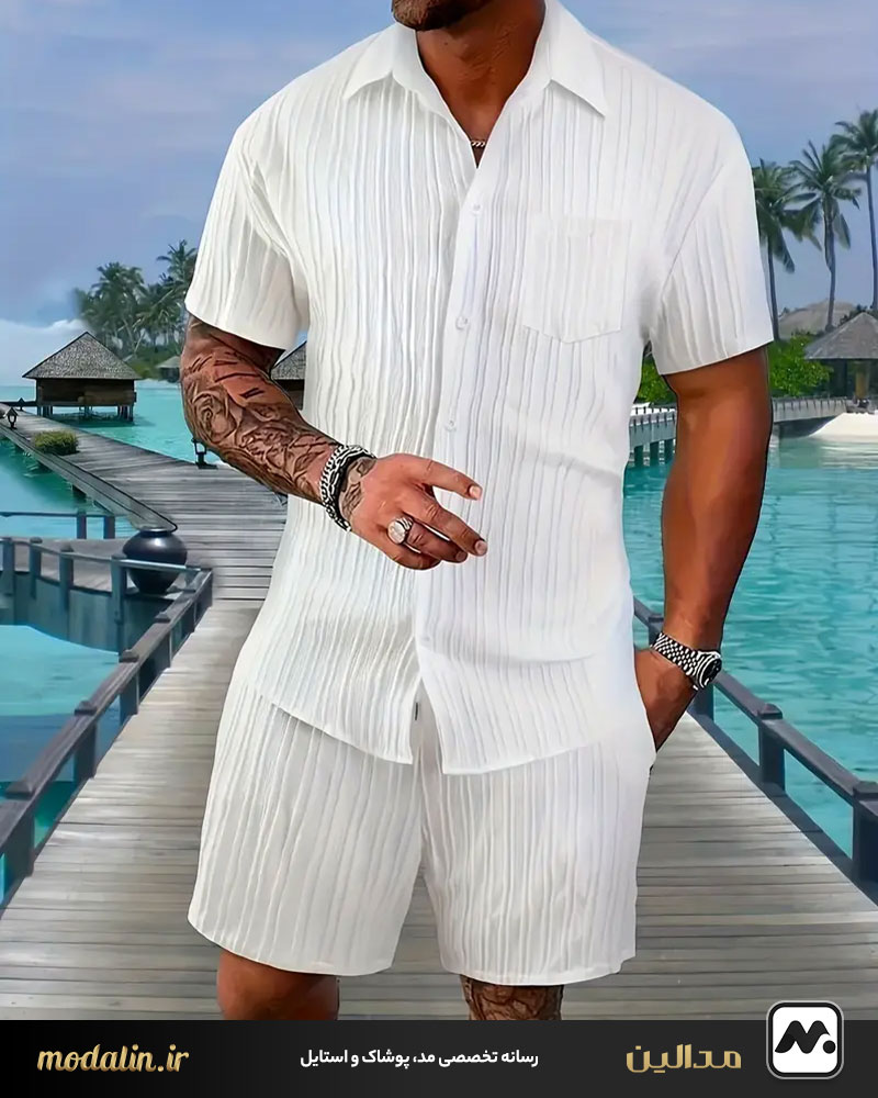 پیراهن آستین کوتاه اسپرت با شلوارک مردانه