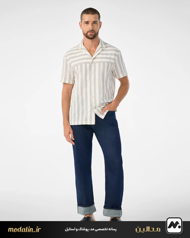 پیراهن راه راه مردانه و صندل