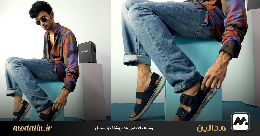 شلوار جین زاپ‌دار و صندل؛ یک ست تابستانی