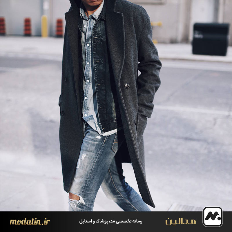 ست شلوار جین مردانه با پالتو زمستانی