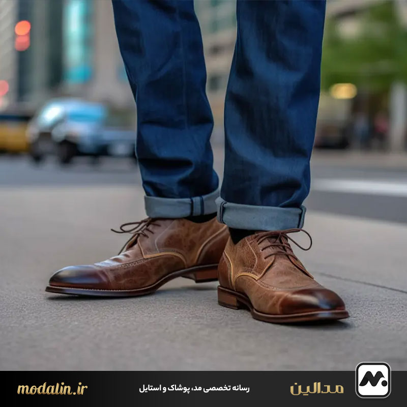 کفش بروگ و دربی: رسمی و فوقالعاده برای جین تیره