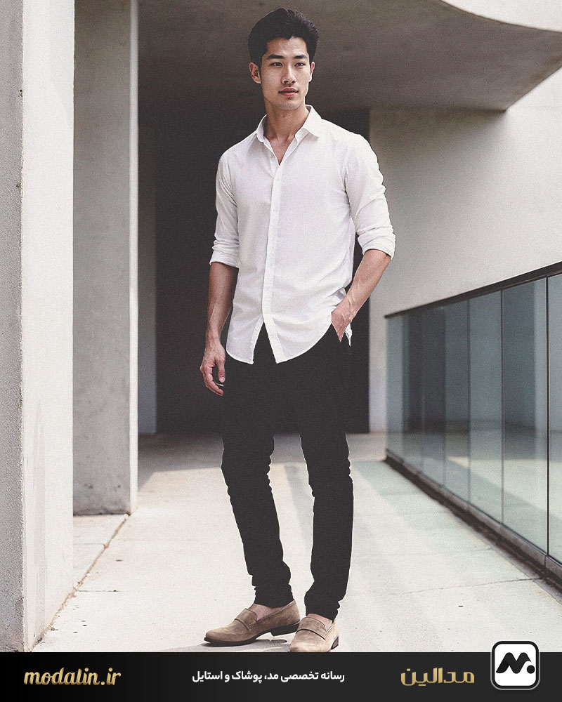 ترکیب با کفش رسمی و پیراهن یا تیشرت