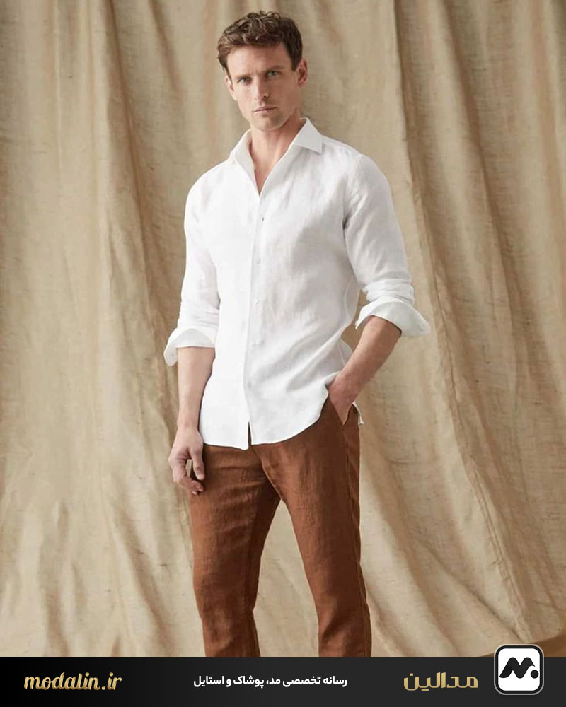 پیراهن کژوال با شلوار کتان و کفش کالج