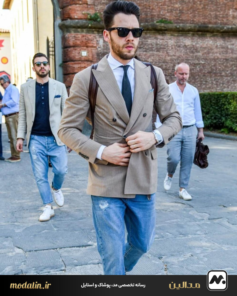 شلوار جین با کت تک مردانه