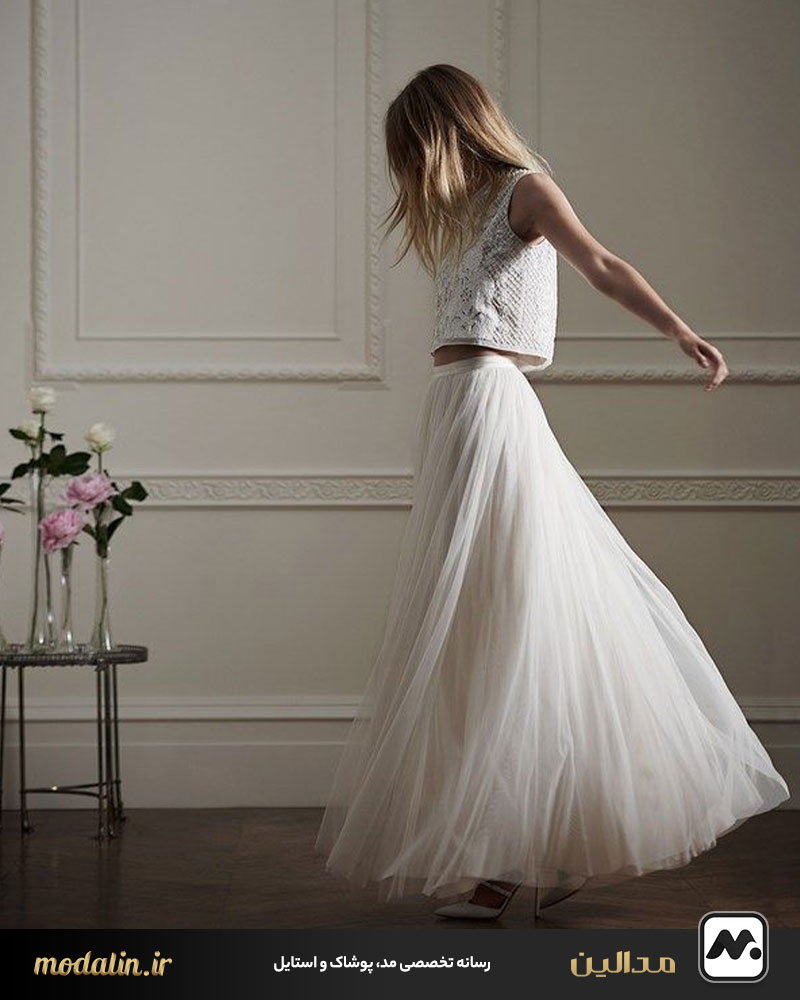 دامن حریر و توری بلند