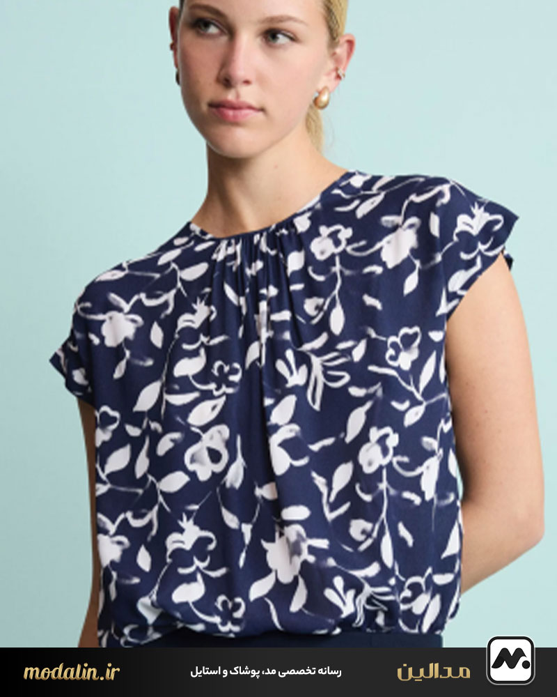 شومیز حریر تاپی و آستین کوتاه