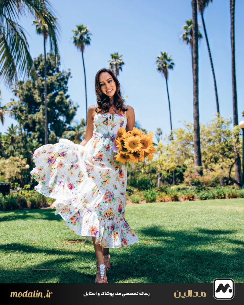 پیراهن نخی گلدار آزاد