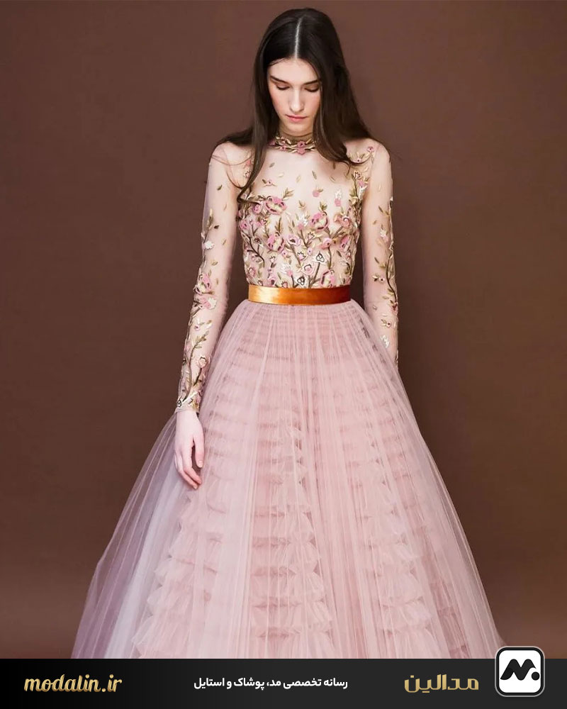 پیراهن نخی گلدار پرنسسی