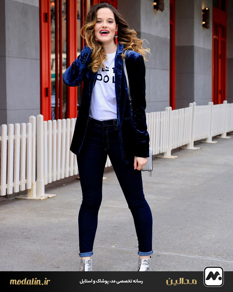 کت مخمل با شلوار جذب؛ انتخابی هوشمندانه و کلاسیک