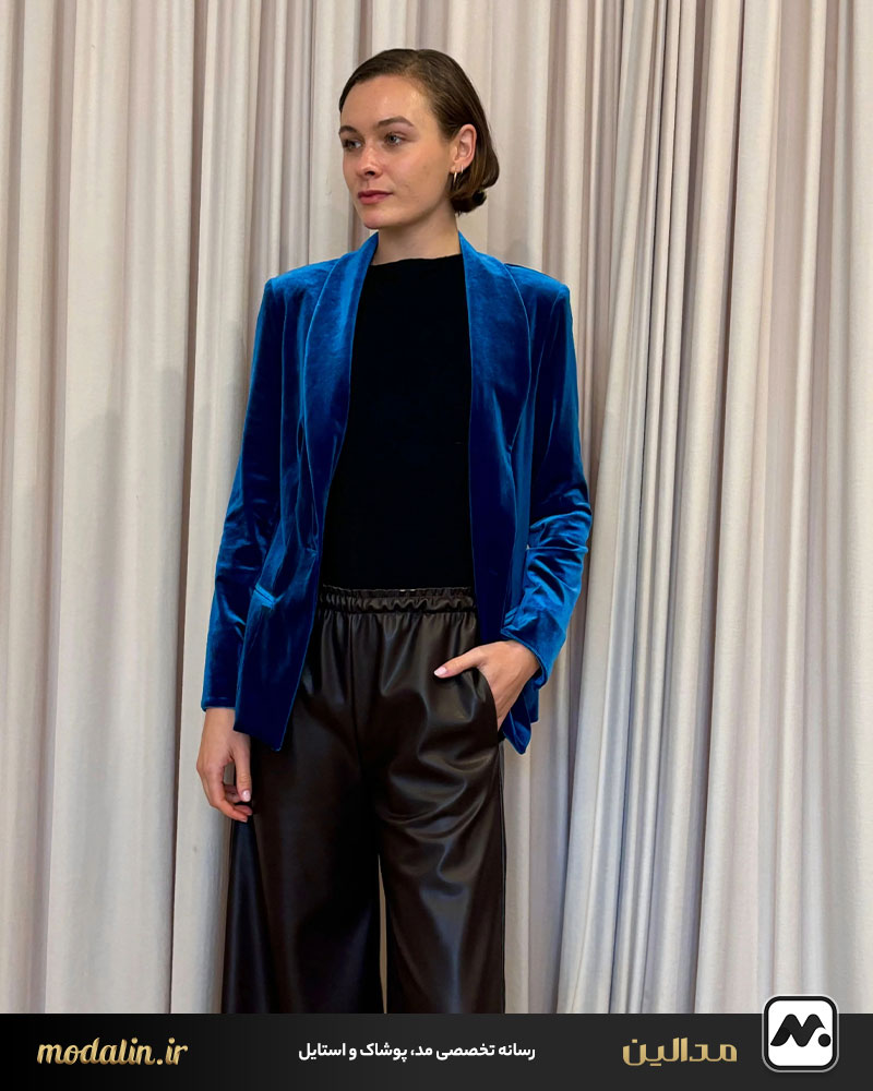 کت مخمل با شلوار چرم