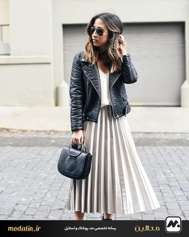 دامن بلند پلیسهدار ریز