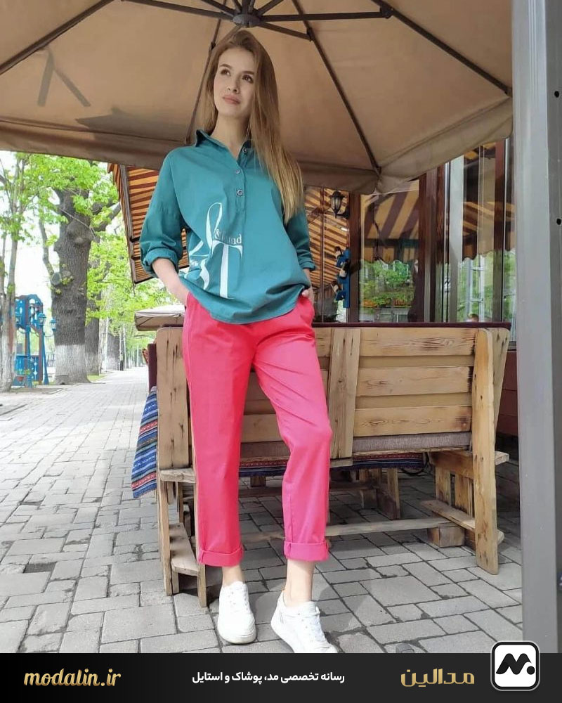 شلوار پارچه‌ای راسته زنانه رنگی