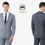 کت و شلوار طوسی با پیراهن سفید