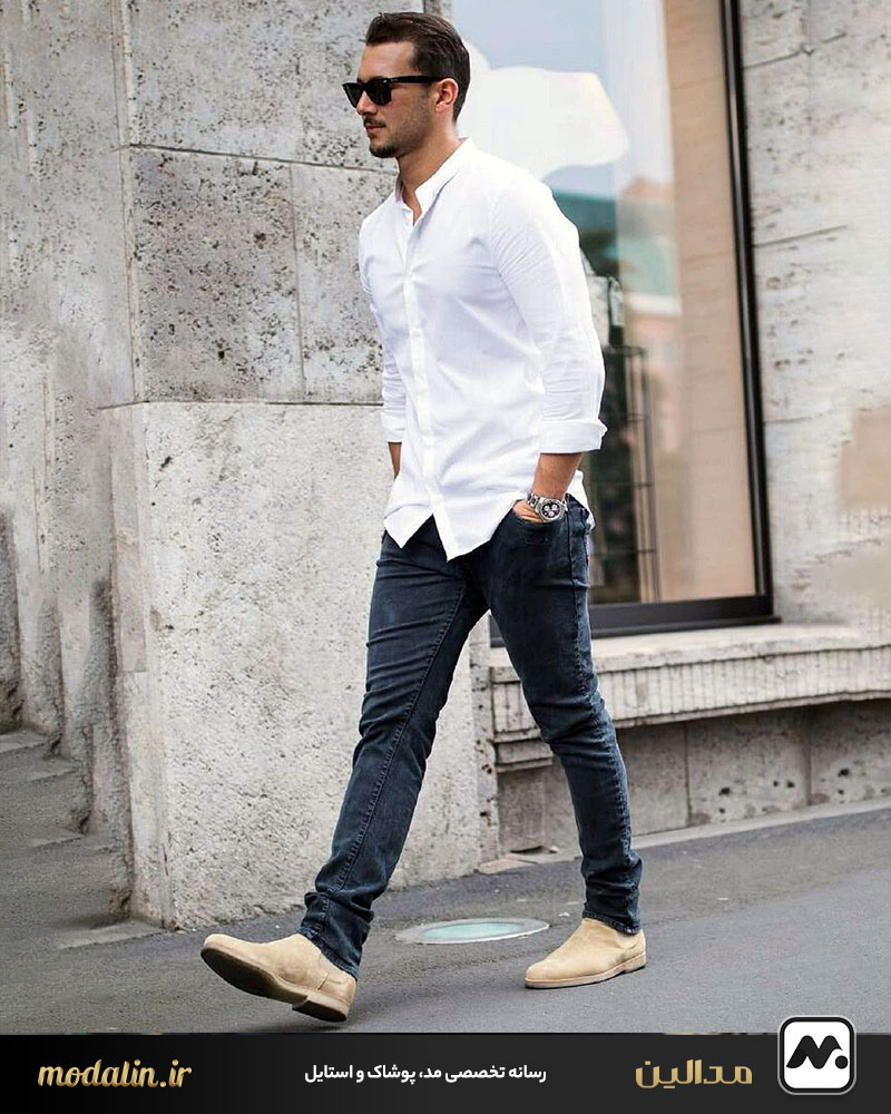 پیراهن مردانه سفید ساده