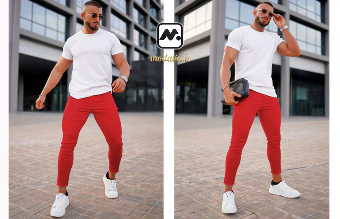 red pants men outfit