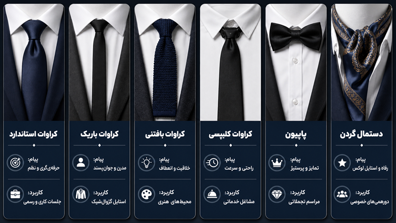 انواع کراوات و پیام هر مدل
